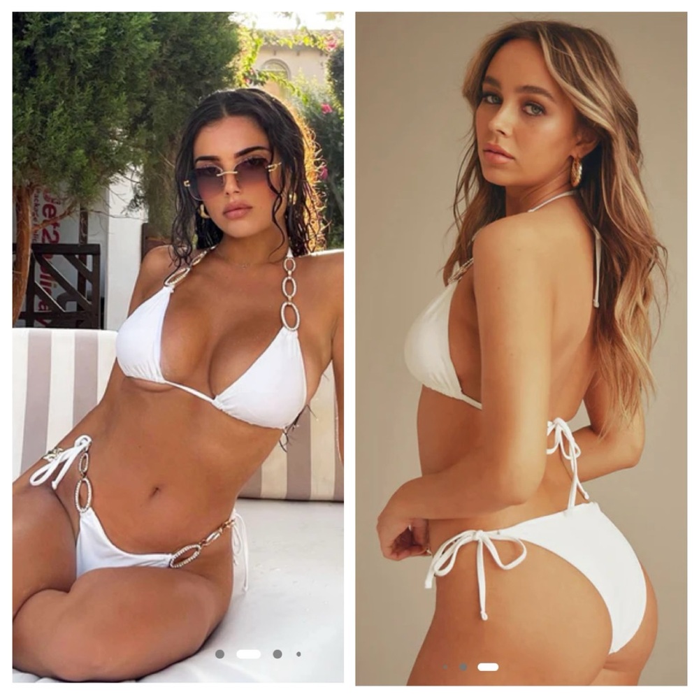 Fashion Nova White Bikini Set Size SMALL
